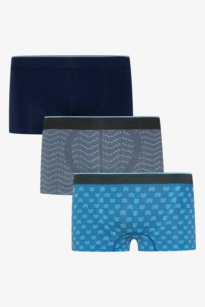 3 Pack Seam-Free Boxers Blue