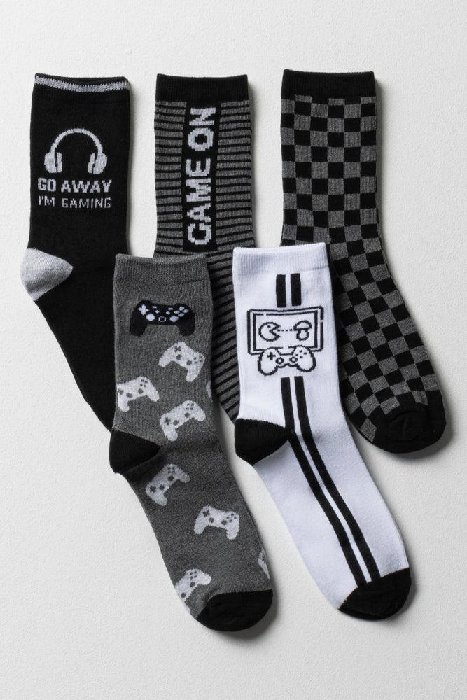 5 Pack Socks Black & Grey