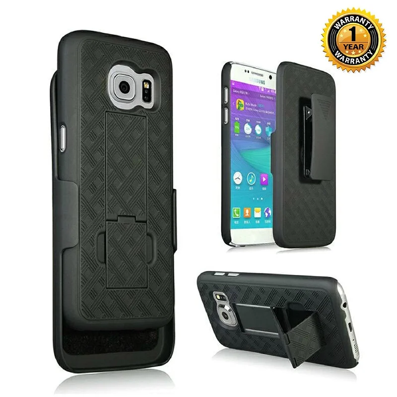 Encust Shell Holster Slim Black Case for Samsung Galaxy S7 & S8 with Kick-Stand & Belt Clip Holster with (At&t, Verizon, T-Mobile & Sprint)