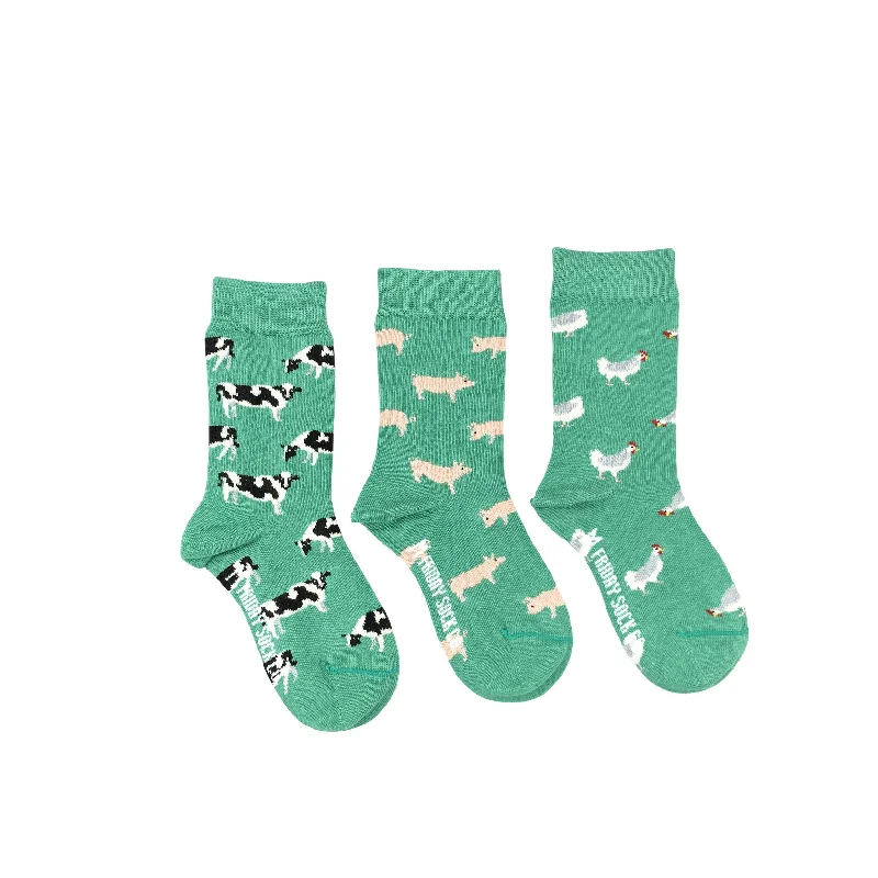 Kid's Chicken, Pig, & Cow Socks