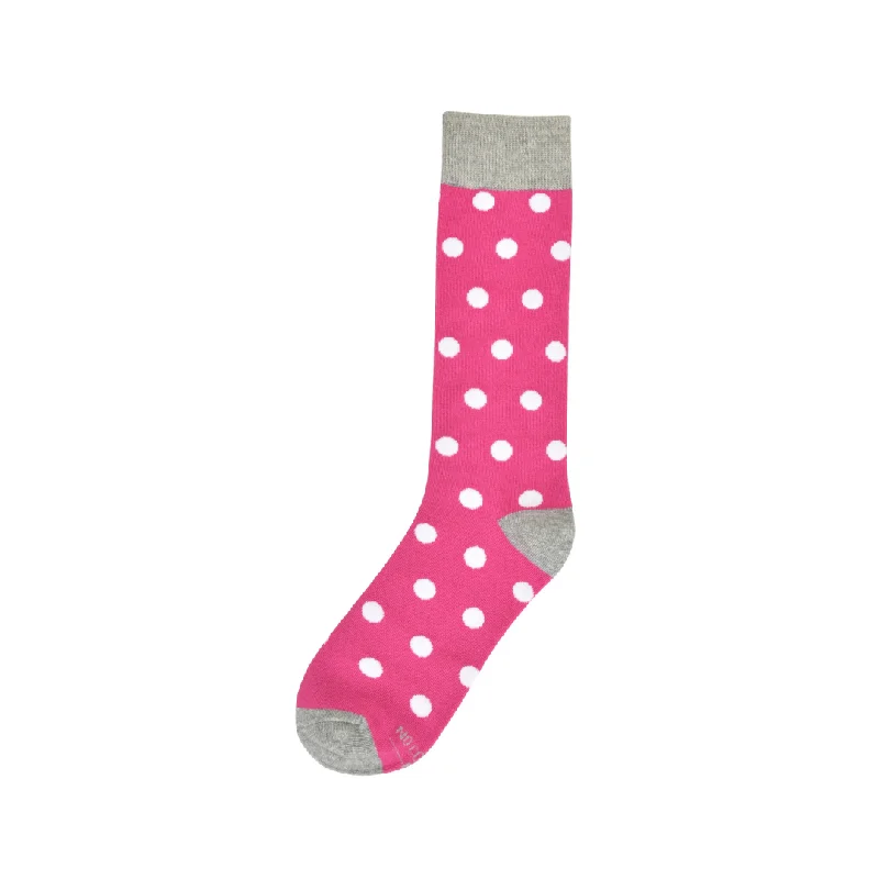 Fuchsia with White Polka Dot Socks