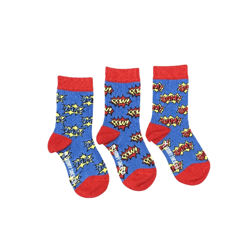 Kid's Zap, Pow, & Bam Superhero Socks