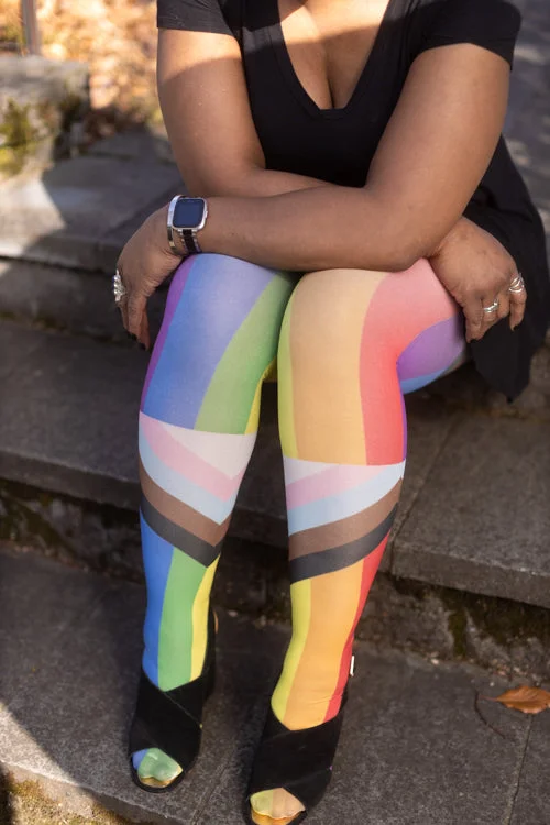 Plus Size Progress Flag Printed Tights