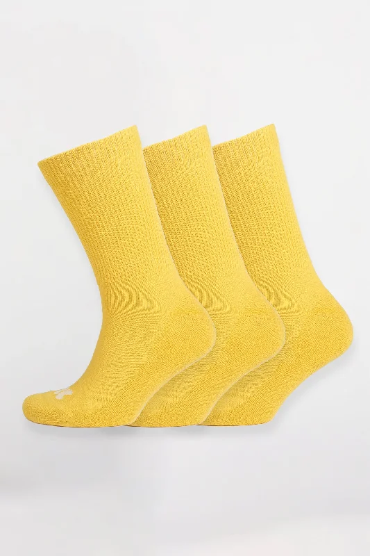 Single Colour Sports Calf Sock 3 Pack - Canary Yellow