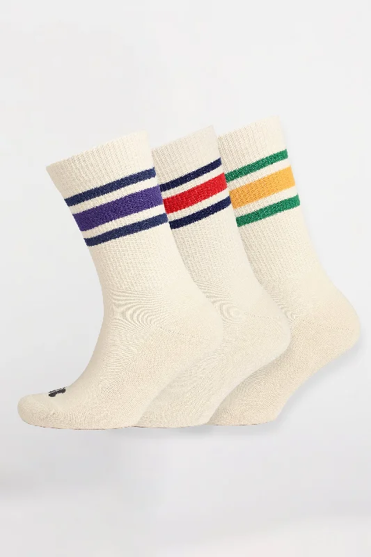 Sports Cotton Sock Calf 3 Pack - Ecru/Multi