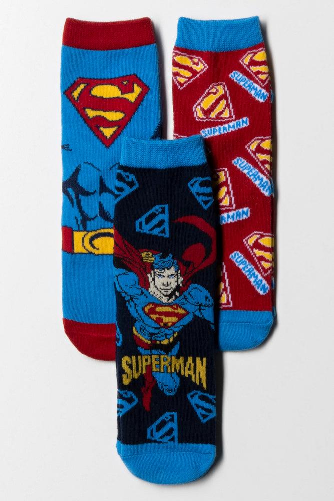 Superman 3 Pack Socks Blue