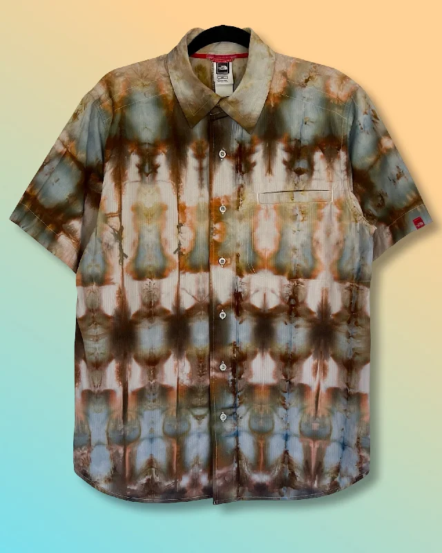 Tie Dye Short Sleeve Men's Button Down Shirt - Small