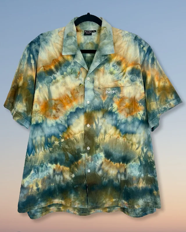 Tie Dye Short Sleeve Men's Button Down Shirt - XL