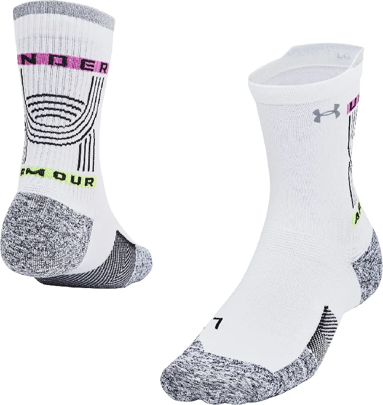 Under Armour Run Cushion Mid Crew Running Socks - White