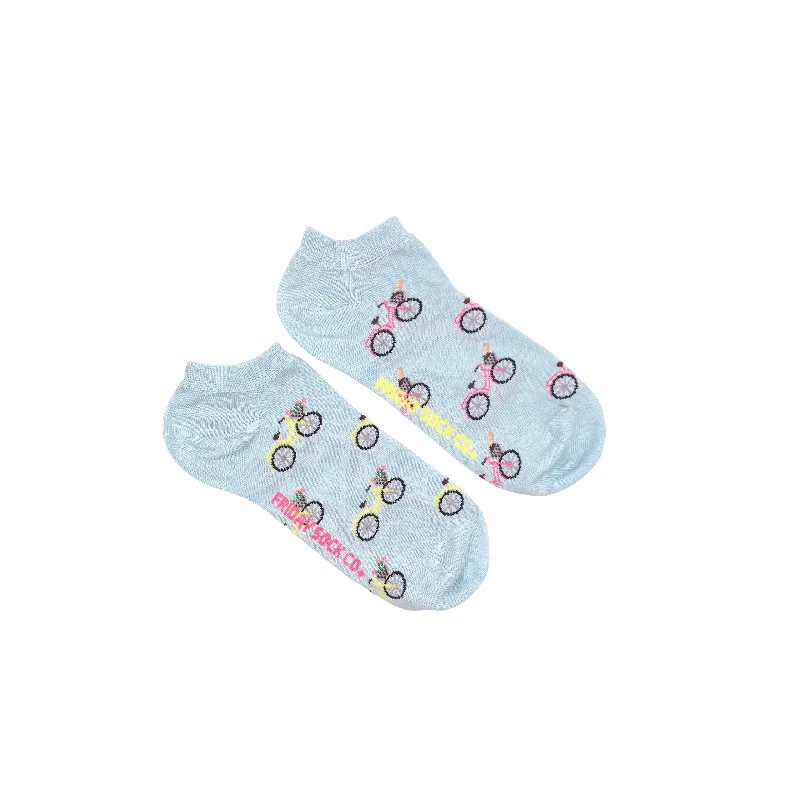 Women's Pink & Yellow Bicycle Ankle Socks