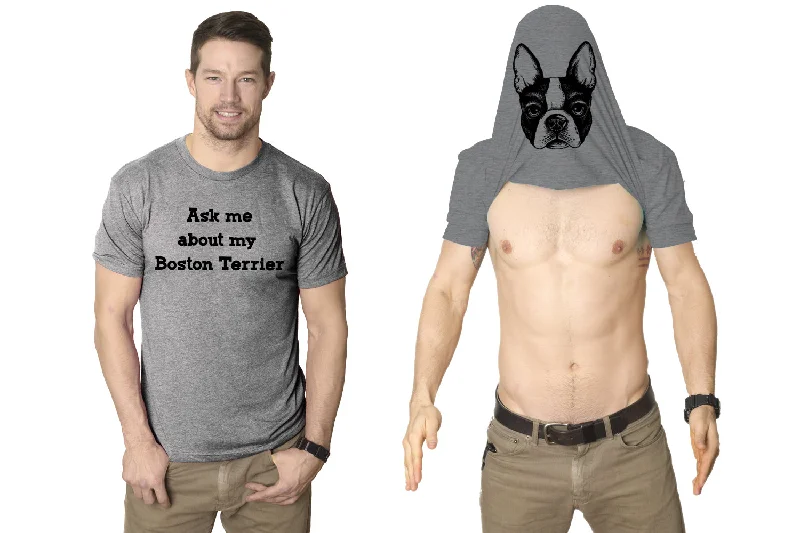 Ask Me About My Boston Terrier Flip Men's T Shirt