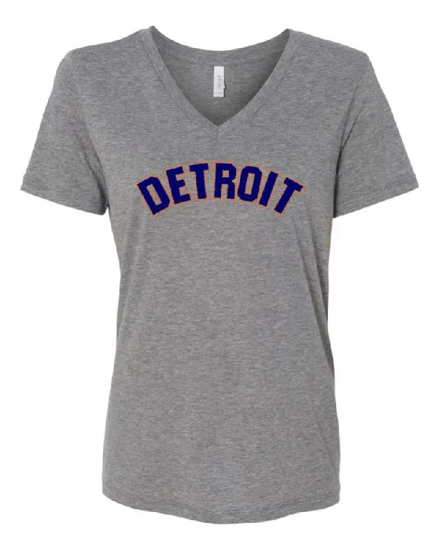 Ladies Relaxed V-neck Detroit Bend 2 color T-shirt - Triblend Grey