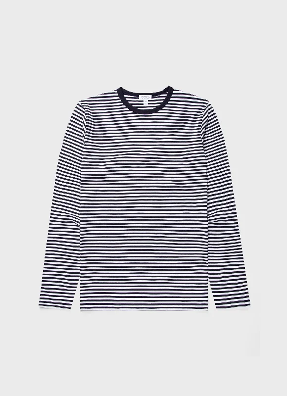 Men's Classic Long Sleeve T-shirt in Navy/White English Stripe