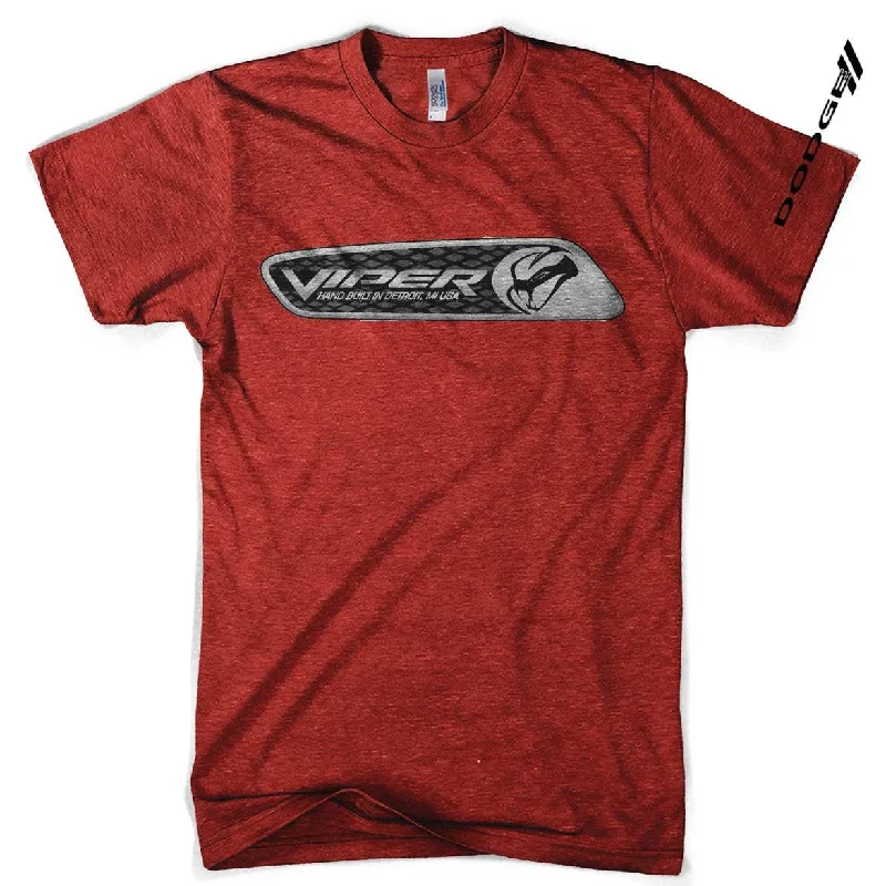 Mens Dodge Viper Dash Plaque T-shirt (Heather Red)