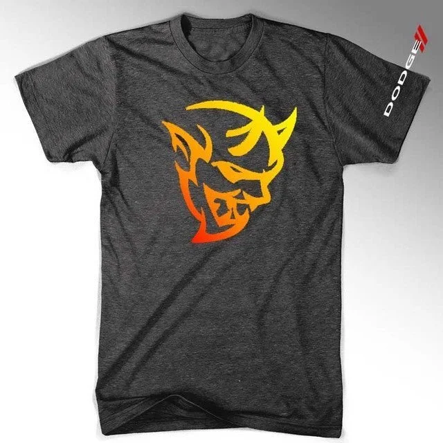 Mens New Dodge Demon Fire T-shirt (Heather Black)