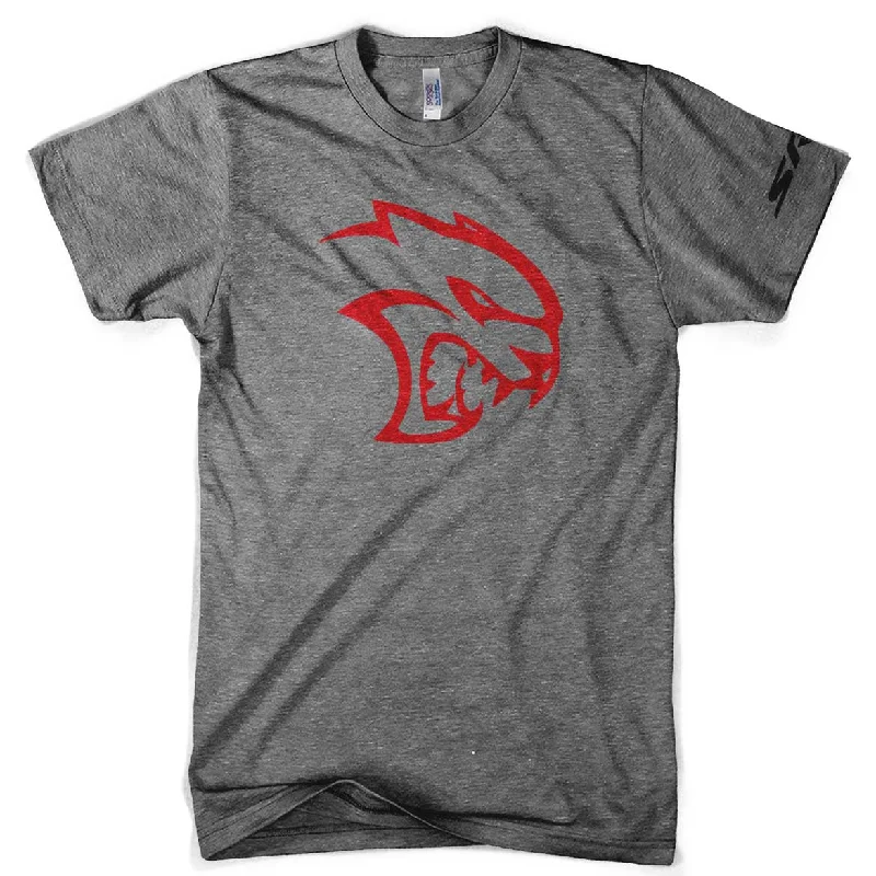 Mens Triblend Dodge SRT Hellcat Red Logo T-shirt (Grey)