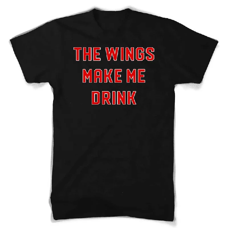 Mens Wings Make Me Drink T-shirt (Black)