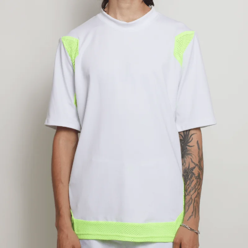 MESHED UP T-SHIRT WHITE / YELLOW