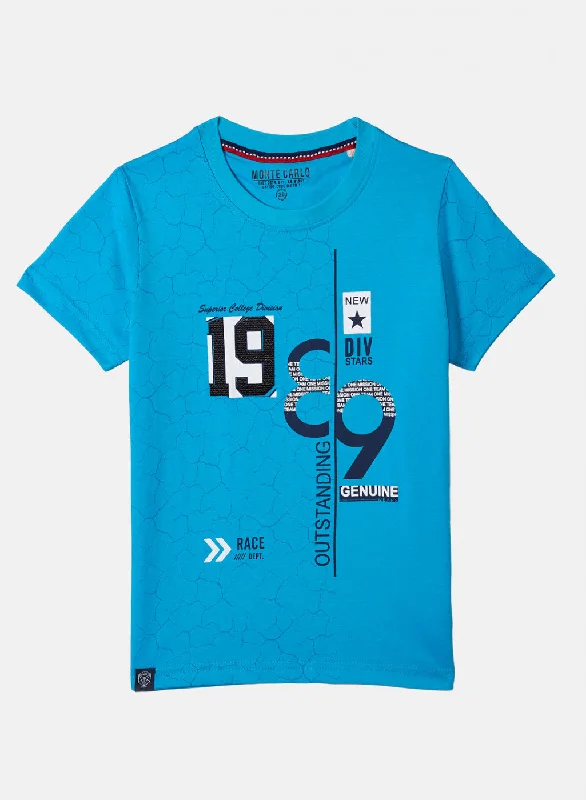 Boys Blue Printed T-Shirt