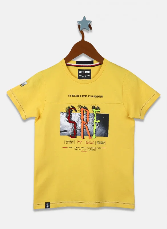 Boys Yellow Printed T-Shirt