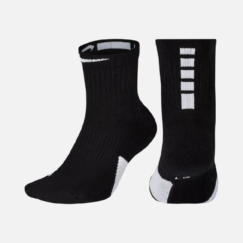 Nike Elite Mid Unisex Basketball Socks -Black/White/White