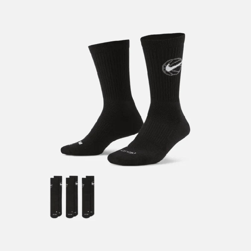 Nike Everyday Crew Basketball Socks (3 Pairs) -Black/White