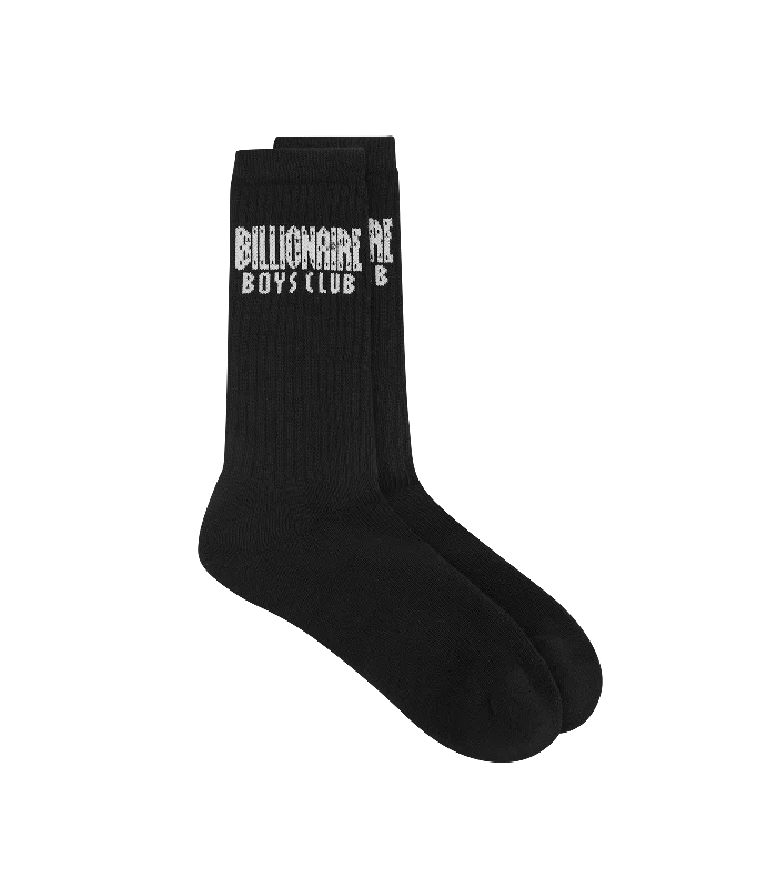 STRAIGHT LOGO SOCKS - BLACK