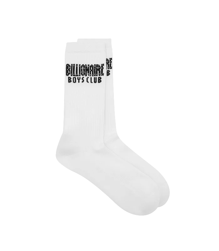 STRAIGHT LOGO SOCKS - WHITE