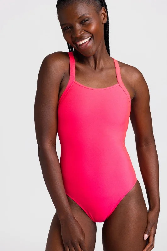 Caroline Swim Onesie - Hot Pink