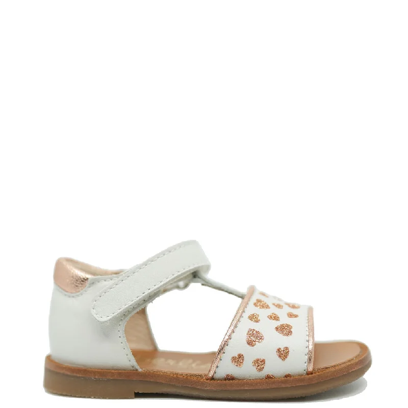 Beberlis White and Gold Heart Baby Sandal