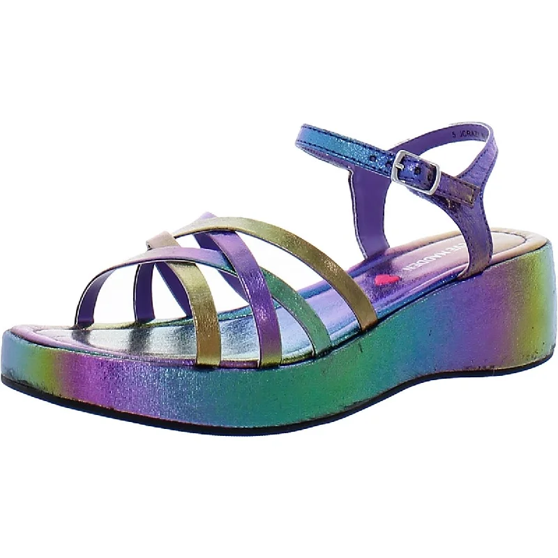 Crazy Girls Iridescent Faux Leather Wedge Sandals