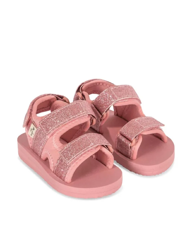 Girl's Glitter Sun Sandal In Mellow Rose