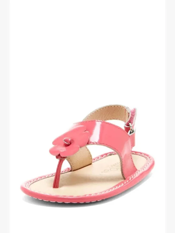 Girls' Hibiscus Applique Sandals In Coral