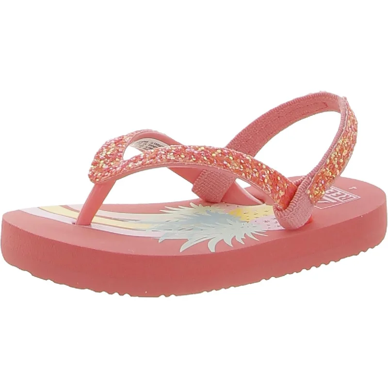 Lil Stargazer Girls Glitter Printed Flip-Flops