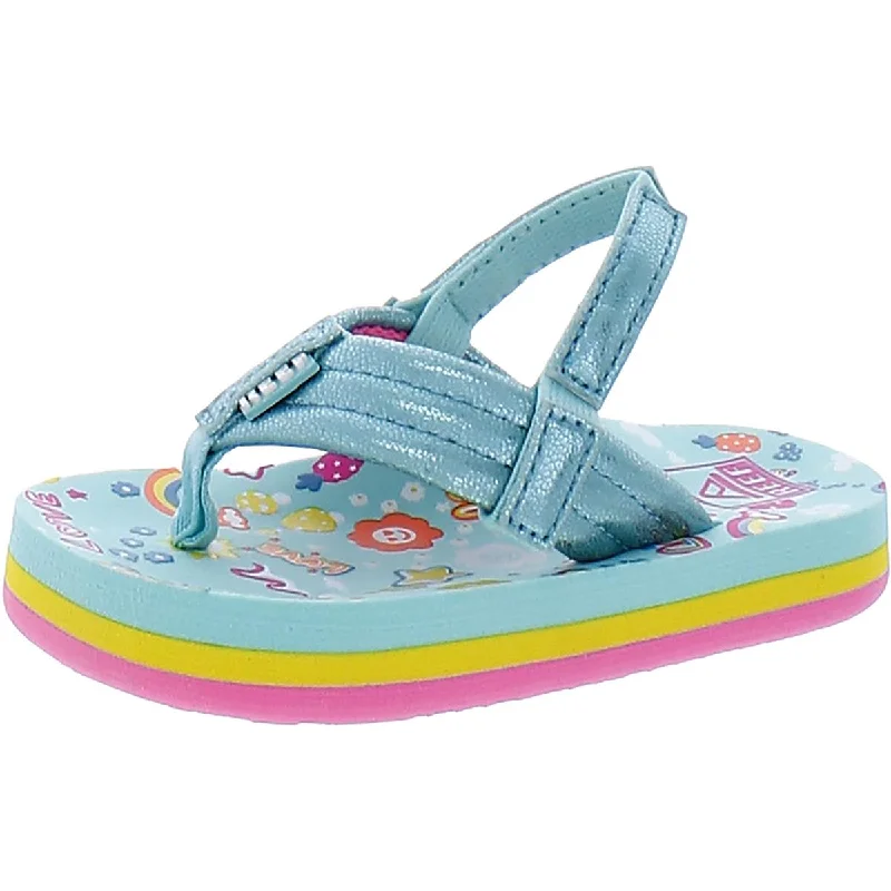 Little Ahi Girls Metallic Printed Flip-Flops