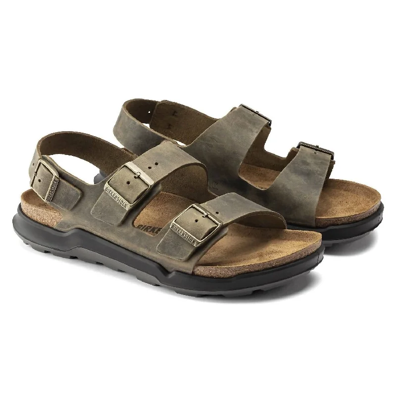 Men's Milano Crosstown Sandal In Khaki Oil Leather