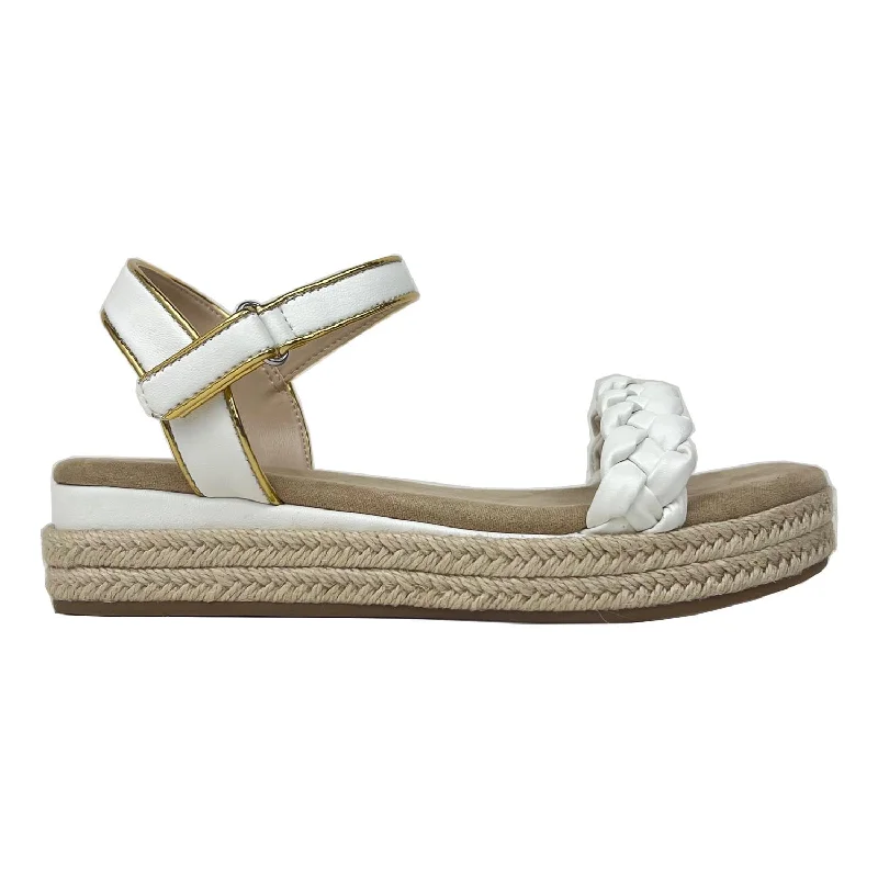 Miss April Wedge Sandal in White & Gold - Kids