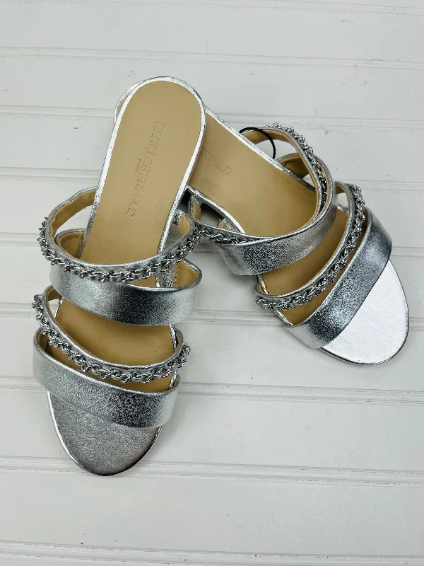 Sandals Designer By Karl Lagerfeld In Silver, Size: 7.5