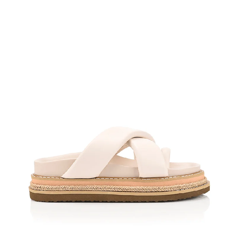 Thelma Flatform Slides - Bone White