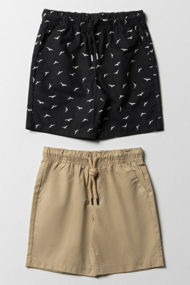 2 Pack Bird Shorts Black & Natural