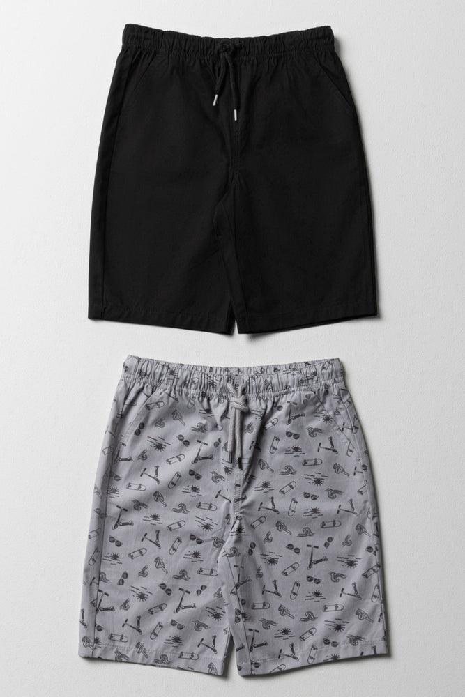 2 Pack Skate Shorts Black & Grey