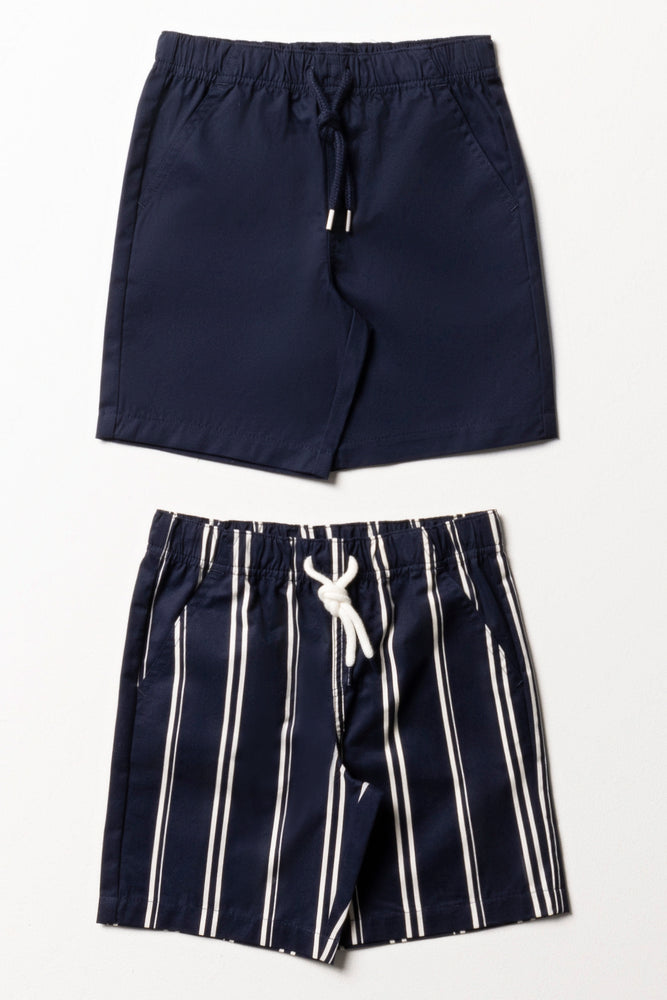 2 Pack Stripe Shorts Dark Navy