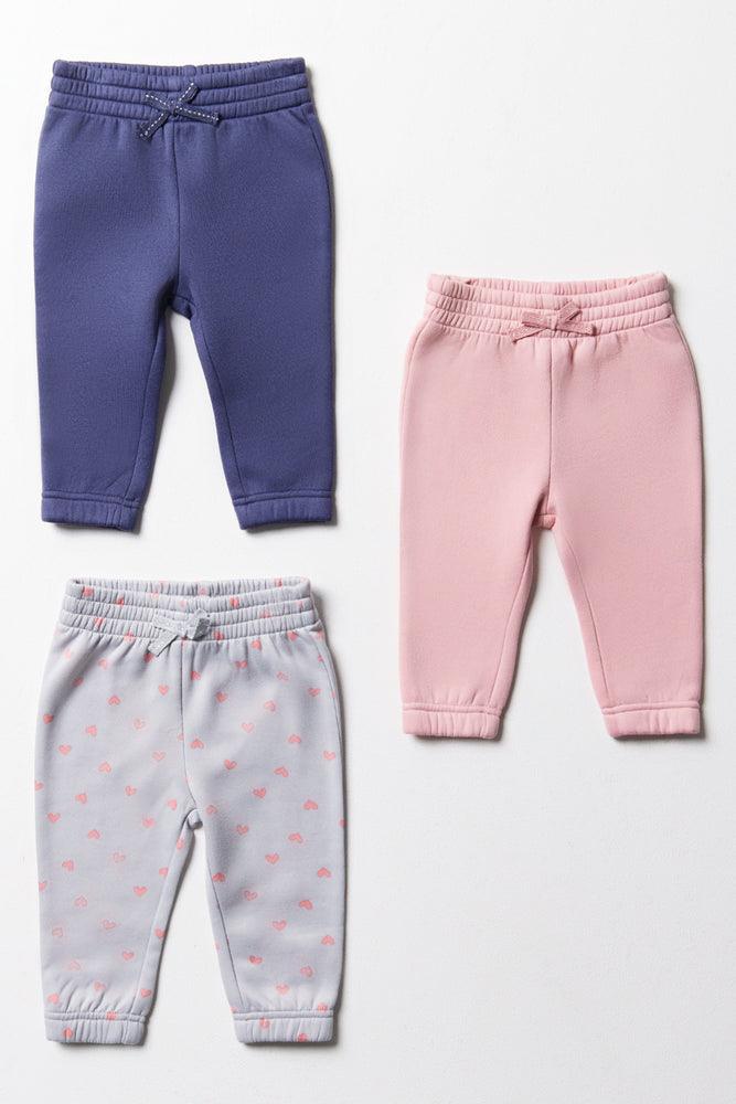 3 Pack Trackpants Grey, Purple & Pink