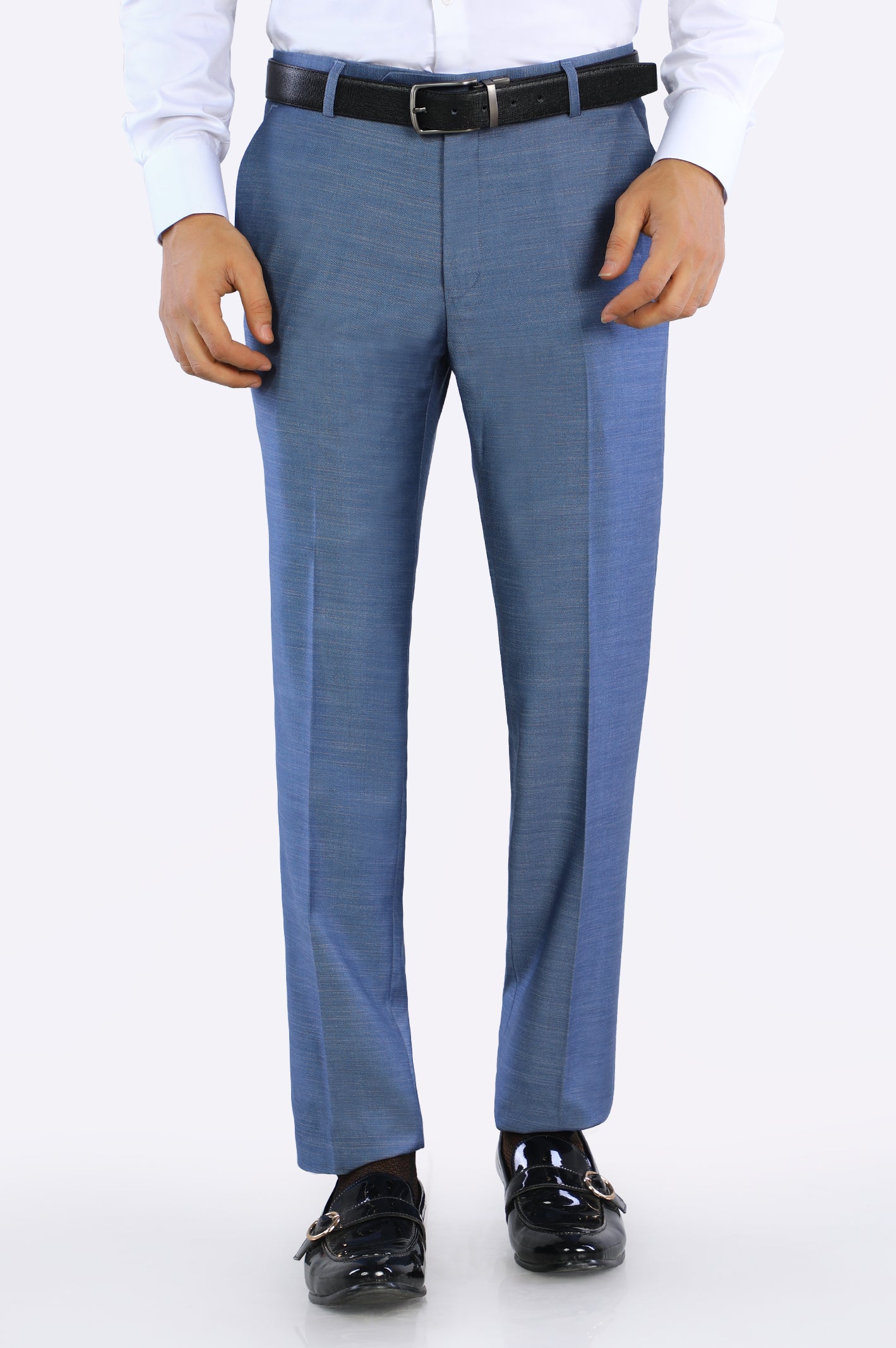 Royal Blue Wash & Wear Regular Fit Trouser