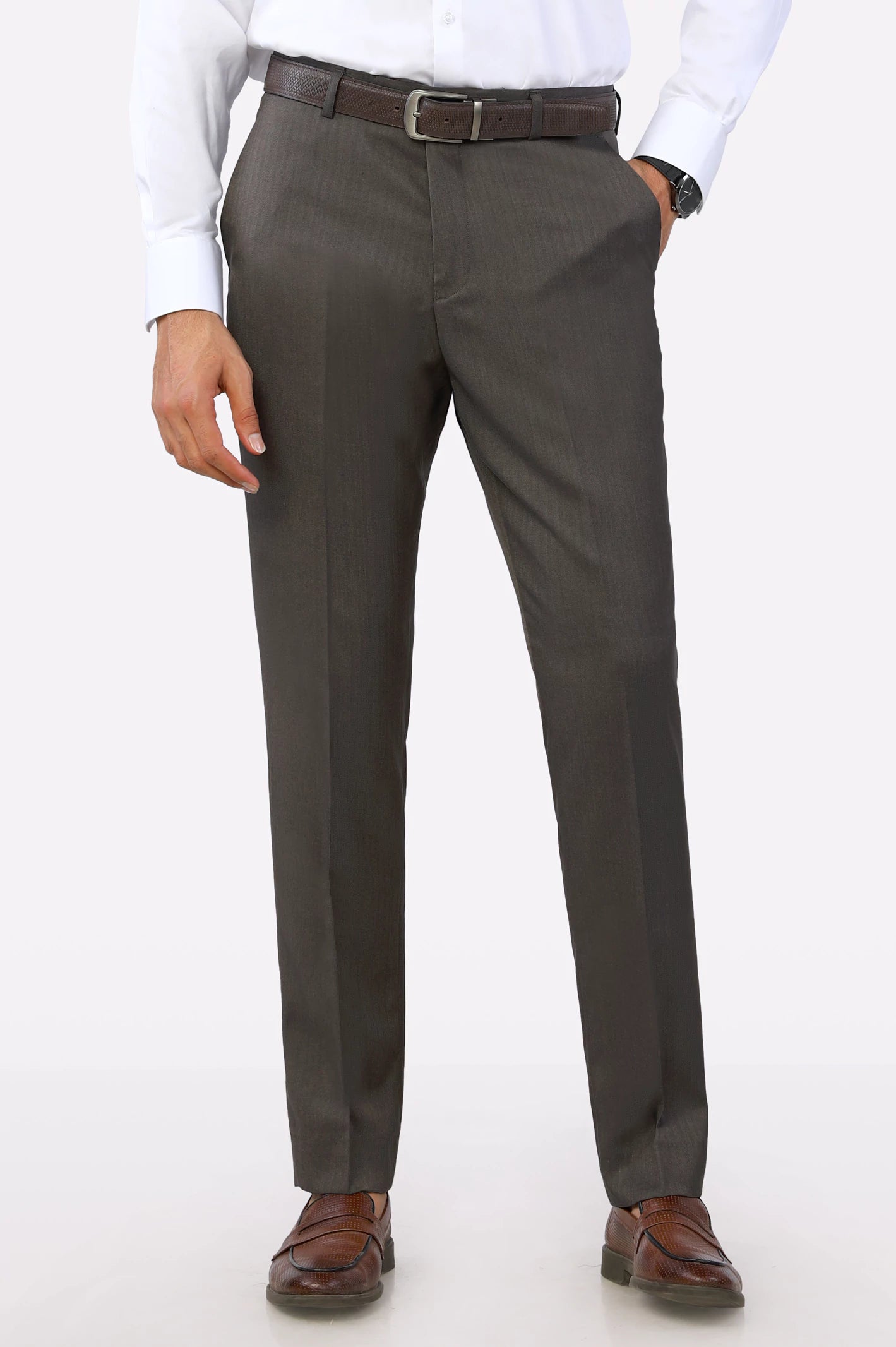 Brown Regular Fit Formal Trouser