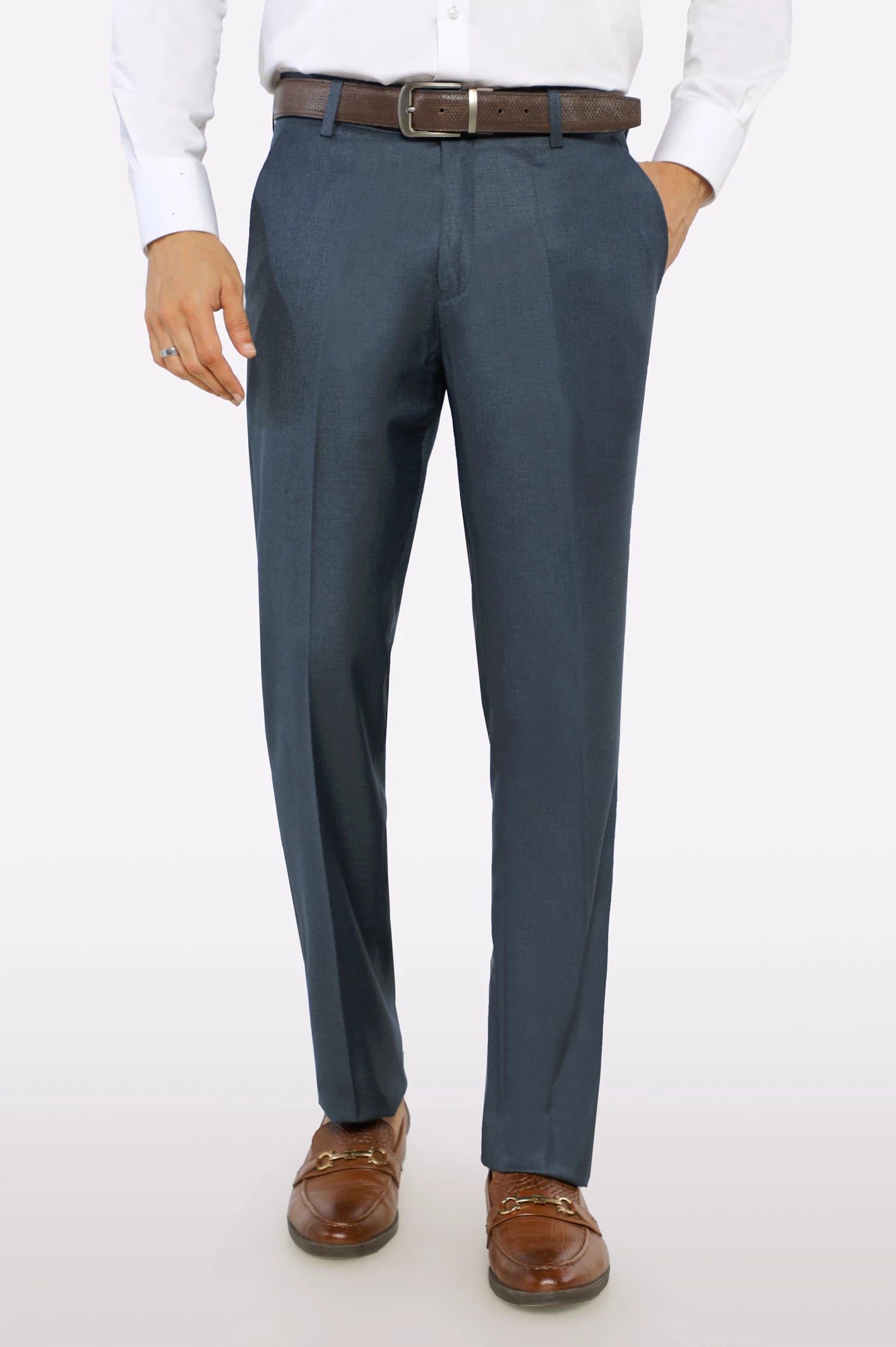 Blue Regular Fit Formal Trouser