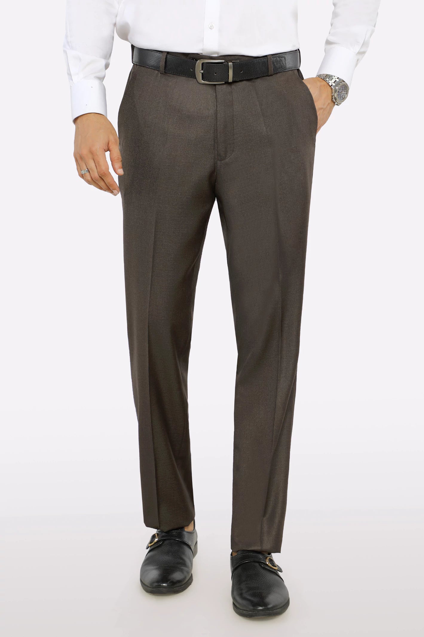 Brown Regular Fit Formal Trouser