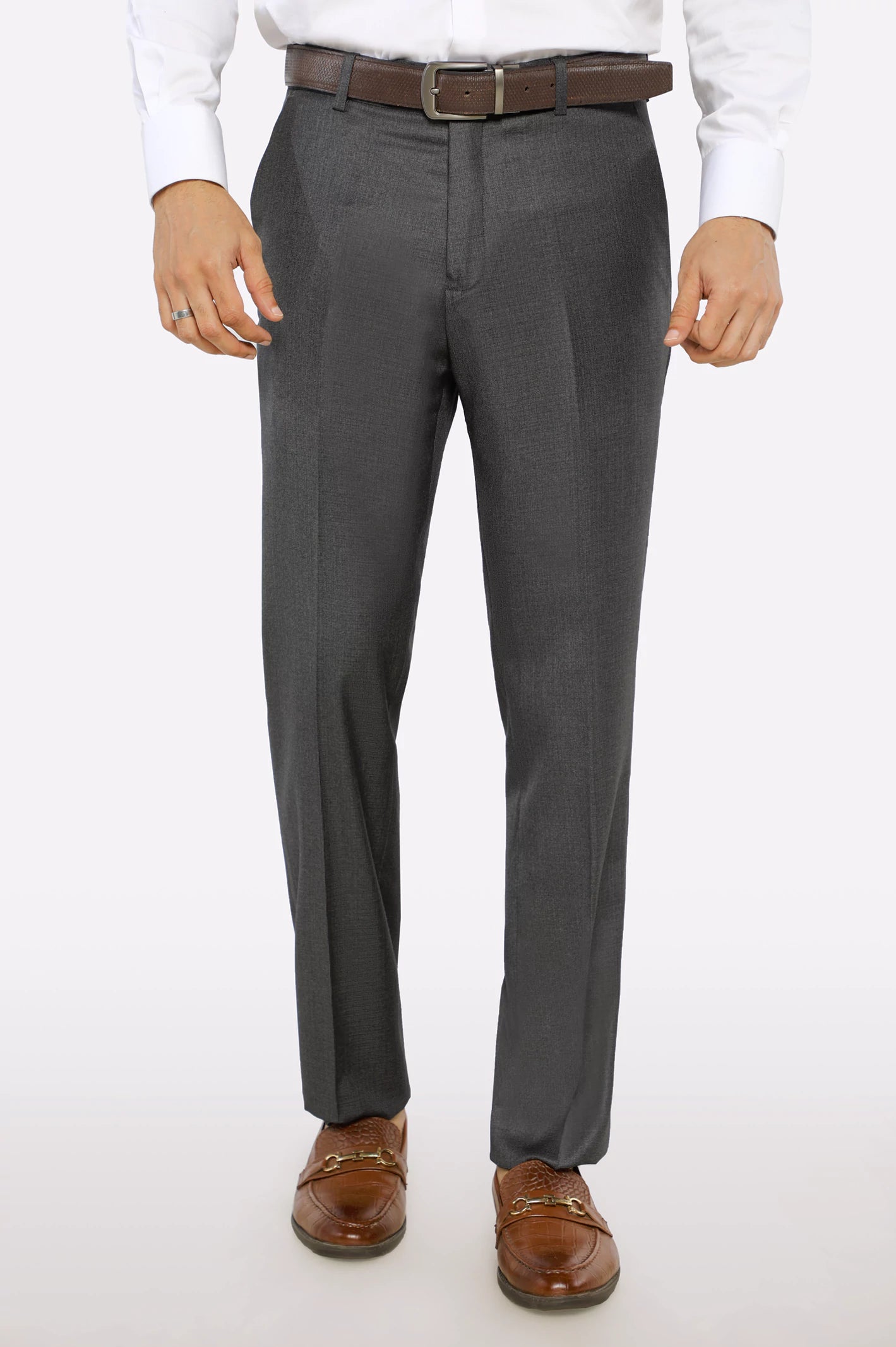 Grey Regular Fit Formal Trouser