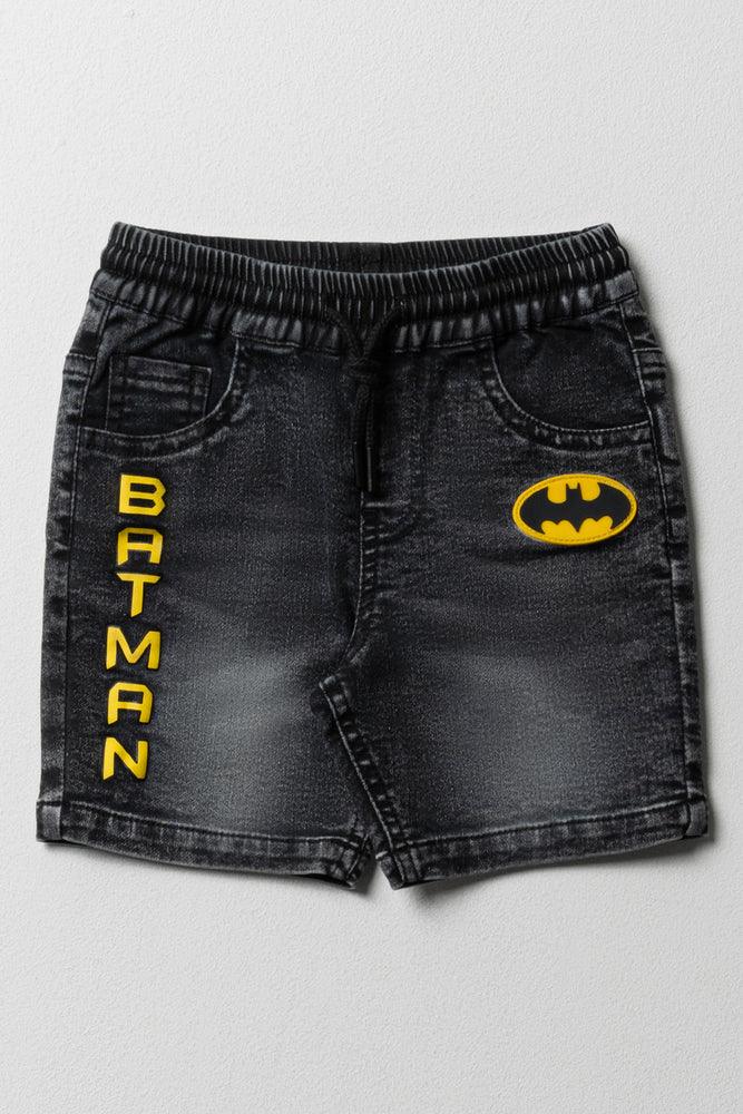 Batman Fully Elasticated Denim Shorts Black