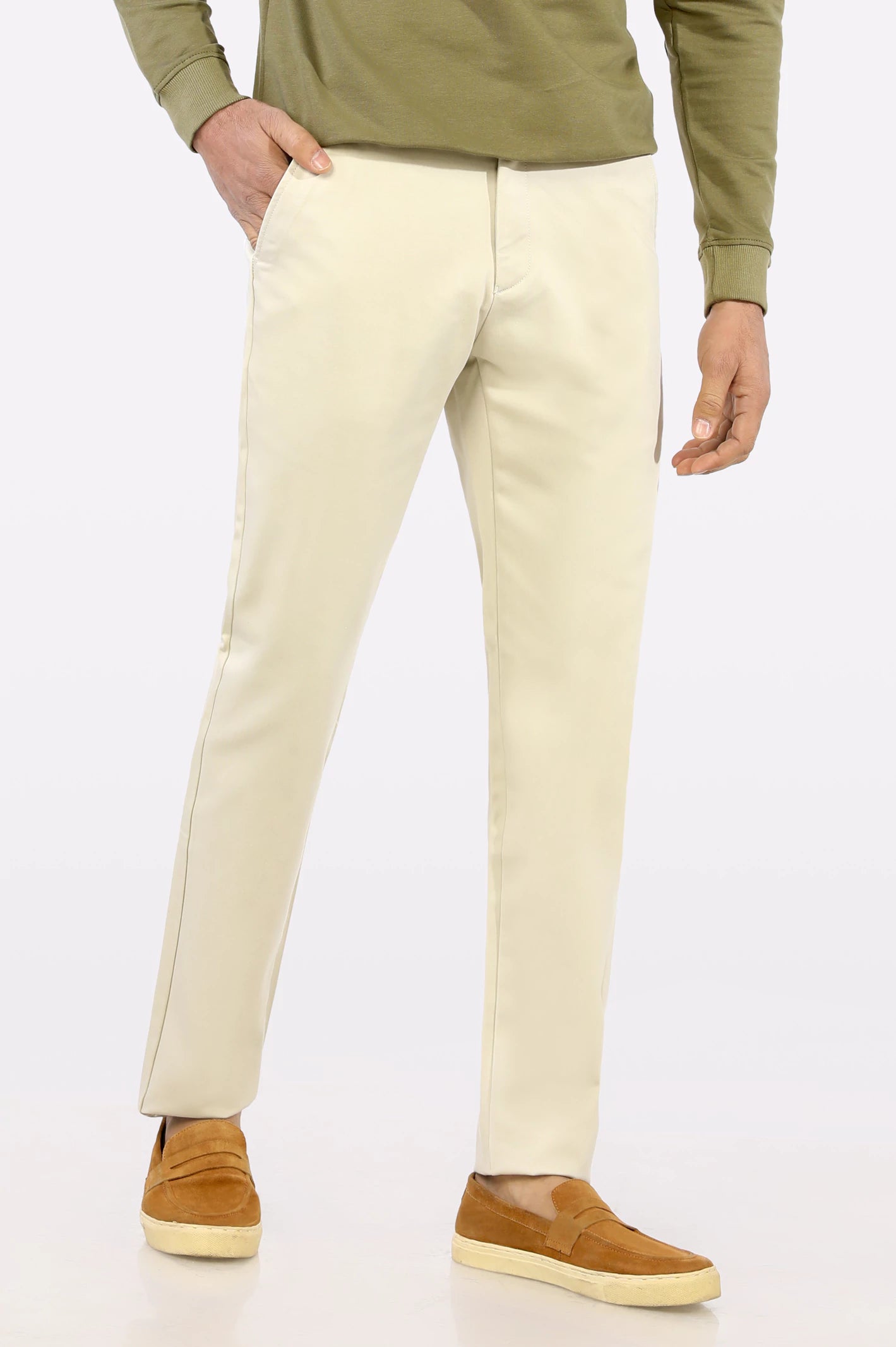 Off White Smart Fit Cotton Chino